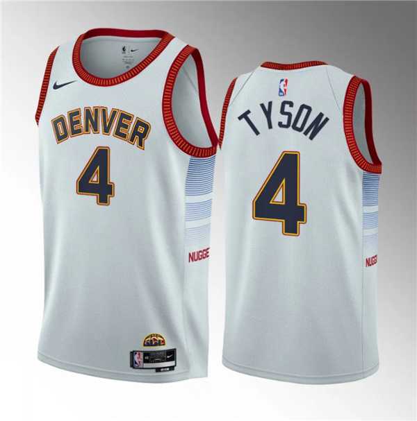 Mens Denver Nuggets #4 Hunter Tyson White 2023 Draft Icon Edition Stitched Basketball Jersey Dzhi